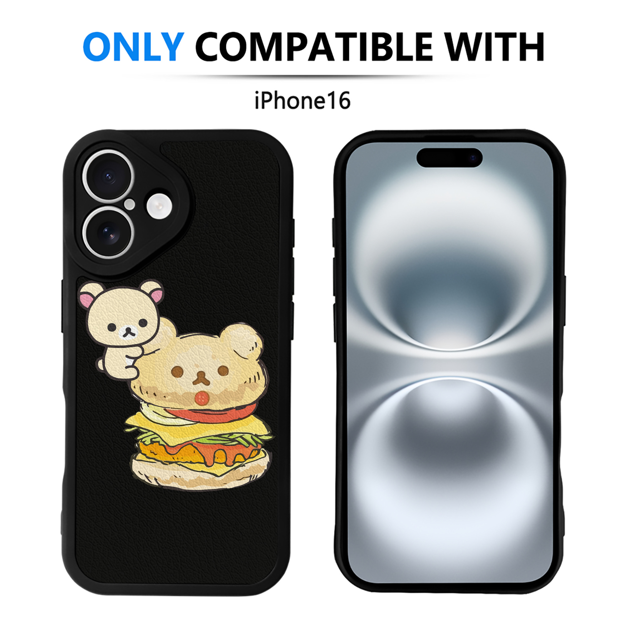 （画像用） リラックマ リラックマ キイロイトリ Rilakkuma Korilakkuma Kiiroitori 【iPhone 16シリーズ対応】シリコンスマホケース（レザー調） 材質：シリコン